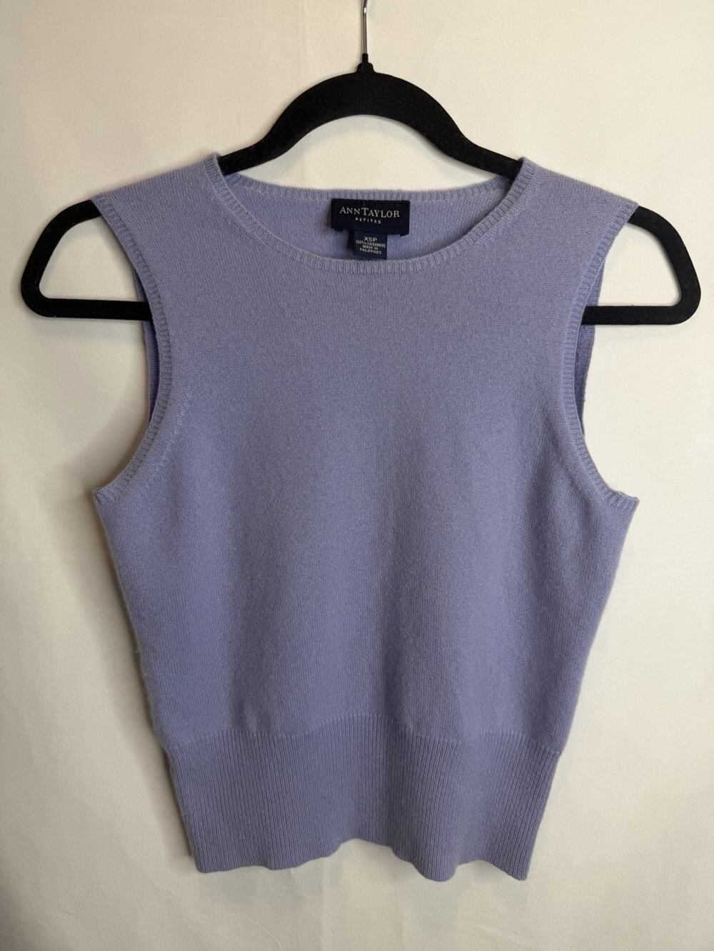 Ann Taylor Petites 100% Cashmere Lavender Women’s Vest Sz XSP Minimalist Chic